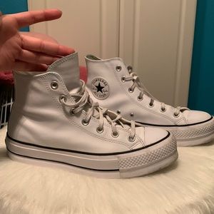White (Leather) HighTop Converse